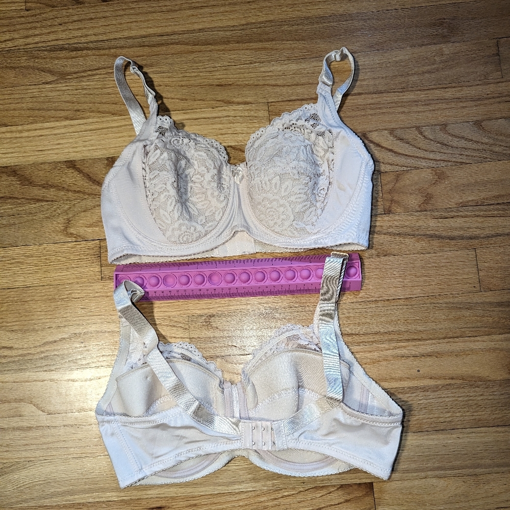 Set of 2 Beige 40E Lace Bras Underwire Full Cup Bra Women's Plus Size